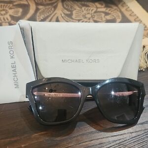 Michael Kors Black Aviator Sunglasses with Dark-Tinted Lenses